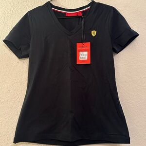 Ferrari Black V-Neck T-Shirt